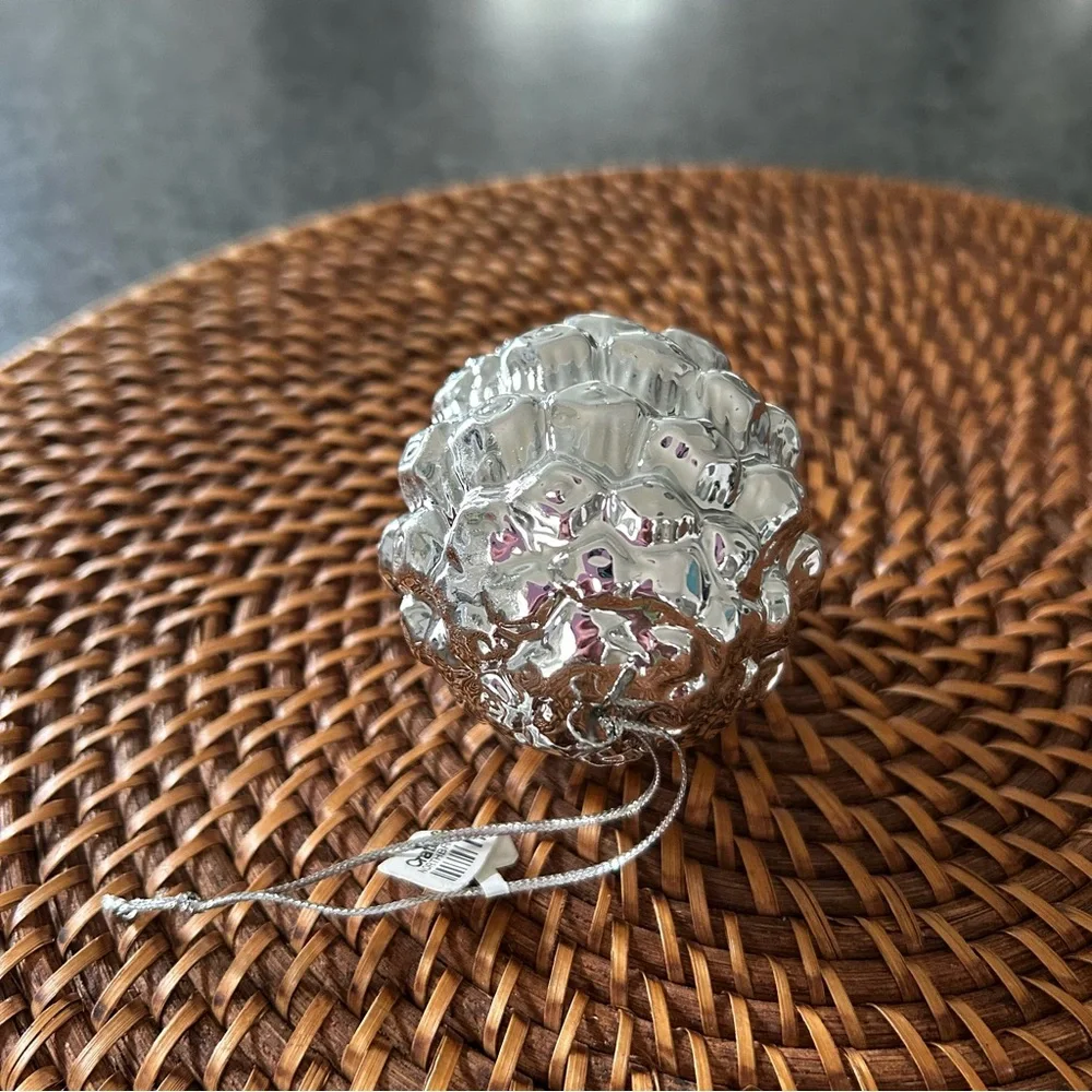Crate&Barrel Silver Pinecone Ornament
